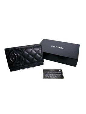 Chanel Cambon Line Wallet Quilted Bifold Black